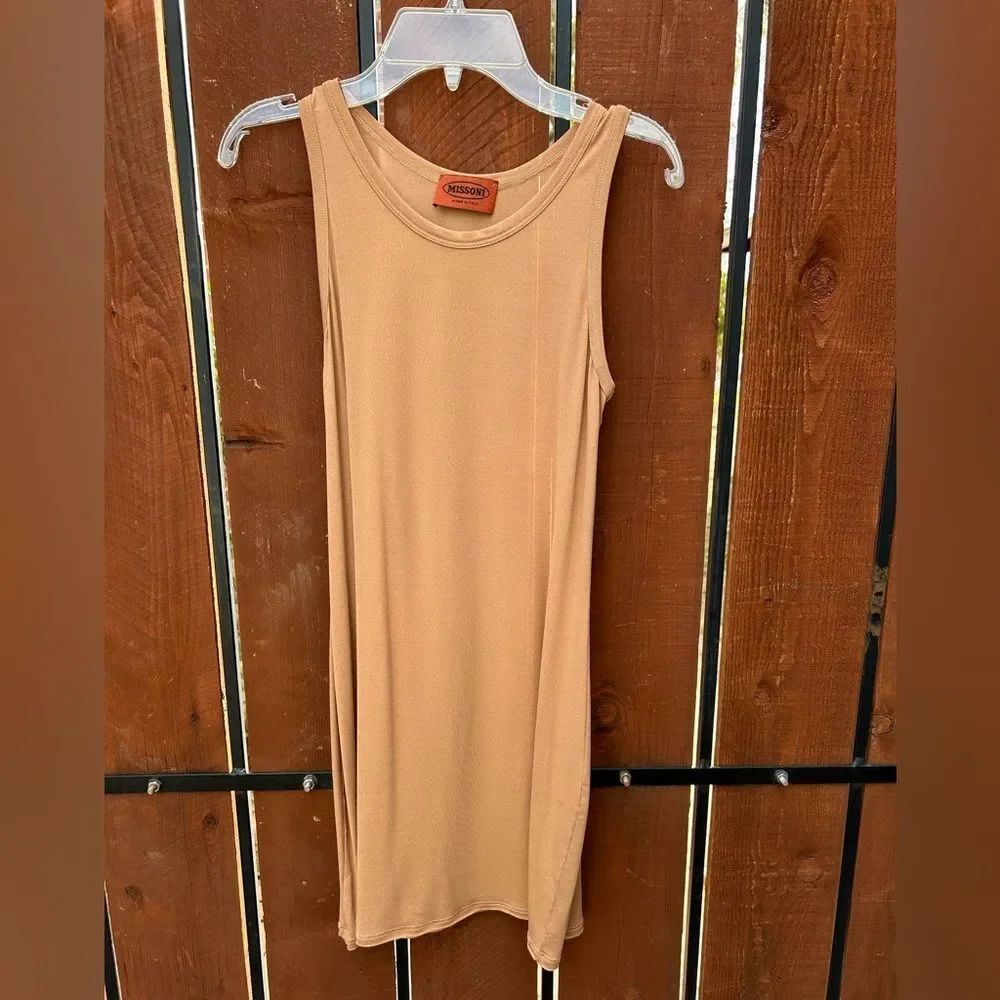 Missoni Sleeveless Tank Dress in tan